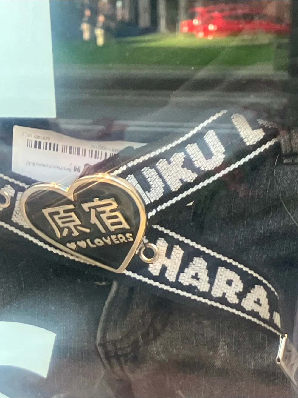 Harajuku Lovers Black and White Woven Logo Strap with G
